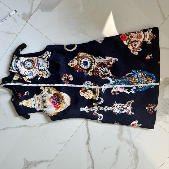 One of kind heavy brocade mini dress with pockets and jewelled details. - Picture 2 of 11